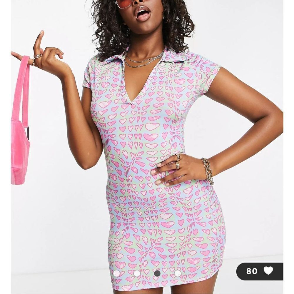 ASYOU polo mini dress in heart print size 8 NWOT